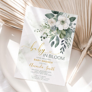 Elegant wit groen bloeit Baby in bloei Kaart
