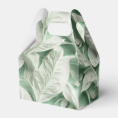 Elegant  wit groen botanisch bladpatroon bedankdoosjes (Achterkant)