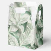 Elegant  wit groen botanisch bladpatroon bedankdoosjes (Geopend)
