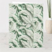 Elegant  wit groen botanisch bladpatroon kaart (Achterkant)