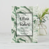 Elegant  wit groen botanisch bladpatroon kaart (Staand voorkant)