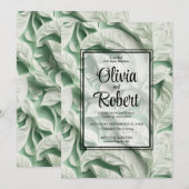 Elegant  wit groen botanisch bladpatroon kaart (Voorkant / Achterkant)