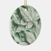 Elegant wit groen botanisch bladpatroon keramisch ornament (Rechts)