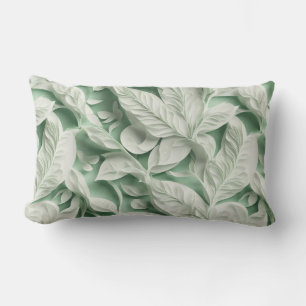 Elegant  wit groen botanisch bladpatroon kussen