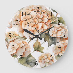 Elegant wit groen sinaasappel boho waterverf flora grote klok