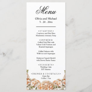 Elegant wit groen sinaasappel boho waterverf flora menu