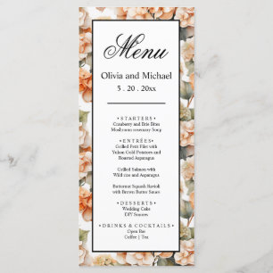Elegant wit groen sinaasappel boho waterverf flora menu