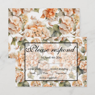 Elegant wit groen sinaasappel boho waterverf flora RSVP kaartje