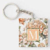 Elegant wit groen sinaasappel boho waterverf flora sleutelhanger (Voorkant)