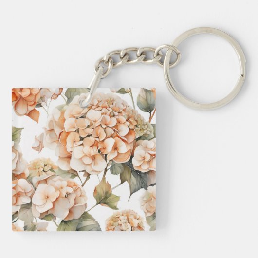 Elegant wit groen sinaasappel boho waterverf flora sleutelhanger (Achterkant)