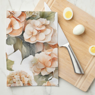 Elegant wit groen sinaasappel boho waterverf flora theedoek