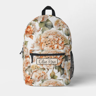 Elegant wit groen sinaasappel floral boho monogram bedrukte rugzak