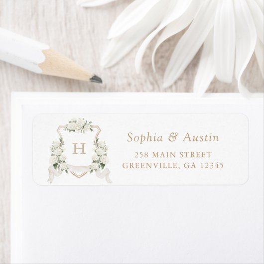 Elegant wit Hydrangea Crest retouradres Etiket (Insitu)