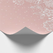 Elegant wit kant bloemen en confettienontwerp cadeaupapier (Hoek)