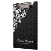 Elegant wit kant en zwarte damast klembord (Links)