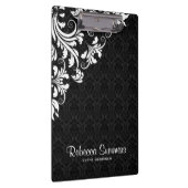 Elegant wit kant en zwarte damast klembord (Rechts)