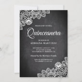 Elegant Wit Kant Rustiek Chalkboard Quinceanera Kaart (Voorkant)