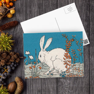 Elegant  wit konijn briefkaart