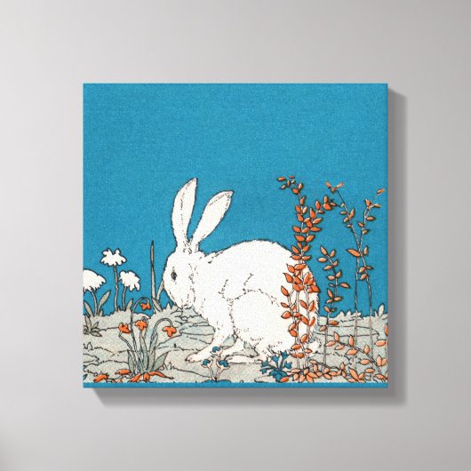 Elegant  wit konijn canvas afdruk (Voorkant)