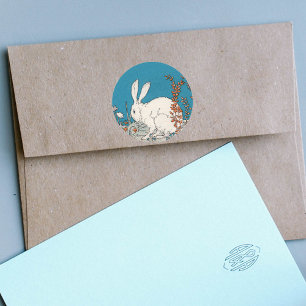 Elegant wit konijn ronde sticker