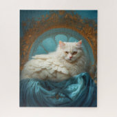 Elegant wit langharig kat-vogel wezen legpuzzel (Verticaal)
