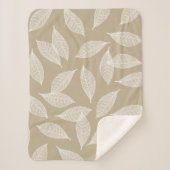 Elegant wit leder met botanische glans en taupe sherpa deken (Voorkant)