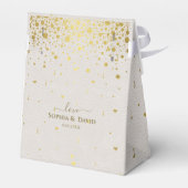 Elegant wit lederen gouden Confetti bruiloft Bedankdoosjes (Achterkant)