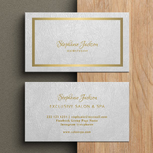 Elegant wit leer gouden frame professioneel visitekaartje