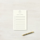 Elegant Wit Linnen & Bloem Logo Script Naam Post-it® Notes (Op bureau)
