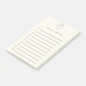 Elegant Wit Linnen & Bloem Logo Script Naam Post-it® Notes (Schuin)