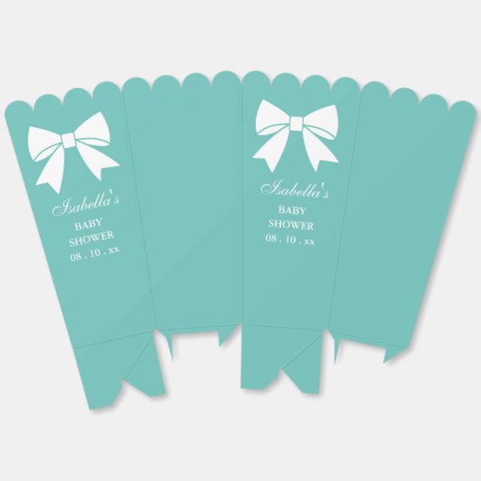 Elegant wit lint boog Blauwgroen blauw Baby shower Bedankdoosjes (Ongevouwen)