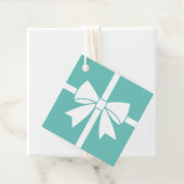 Elegant wit lint boog Blauwgroen blauw Baby shower Bedankjes Labels (In situ)