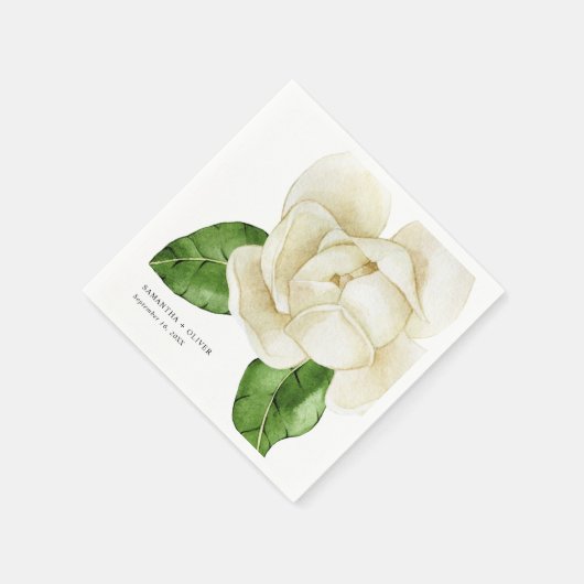 Elegant wit Magnolia bruiloft papier Servet (Hoek)