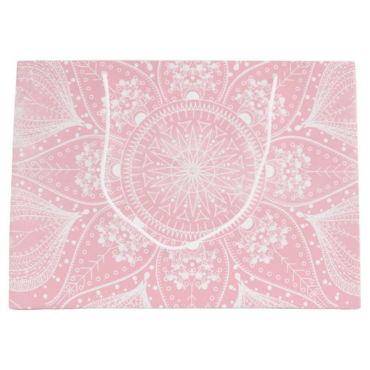 Elegant wit mandala-ontwerp groot cadeauzakje (Voorkant)