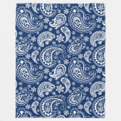 Elegant wit & marineblauw Paisley Patroon Fleece Deken (Voorkant)