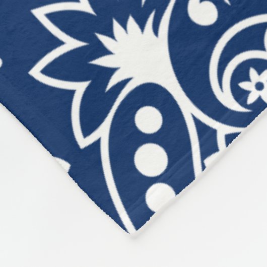 Elegant wit & marineblauw Paisley Patroon Fleece Deken (Hoek)