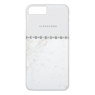 Elegant wit marmer en diamant uiterlijk op zachte  	iPhone 8 plus / 7 plus hoesje
