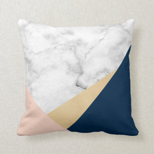 elegant wit marmer goud perzik blauwe kleur blok kussen