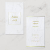 Elegant Wit Marmer Goud Script Luxe Plain Visitekaartje (Voorkant / Achterkant)