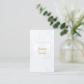 Elegant Wit Marmer Goud Script Luxe Plain Visitekaartje (Staand voorkant)