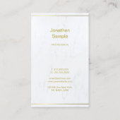 Elegant Wit Marmer Goud Script Luxe Sjabloon Visitekaartje (Achterkant)
