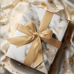 Elegant wit marmer met gouden accenten cadeaupapier