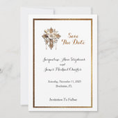 Elegant wit met gouden trim save the date (Voorkant)