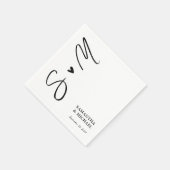 Elegant wit met zwarte aangepaste Initialen bruilo Servet (Hoek)