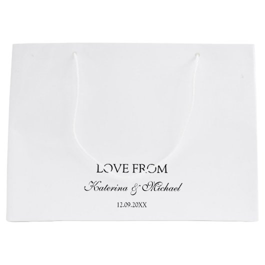 Elegant Wit Minimaal Trouwscript Geschenk Groot Cadeauzakje (Voorkant)