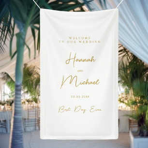 Elegant, wit, minimale bruiloft spandoek