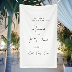Elegant, wit, minimale bruiloft spandoek