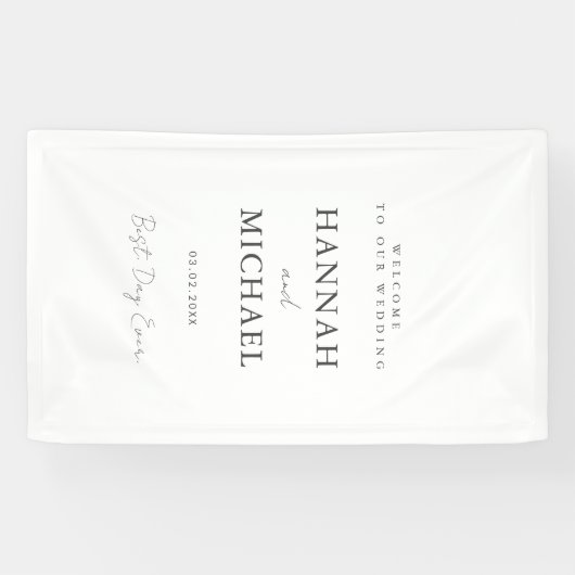 Elegant, wit, minimale bruiloft spandoek (Horizontaal)