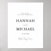 Elegant, wit, minimale bruiloft welkom poster (Voorkant)