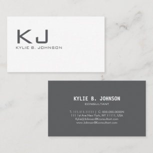 Elegant wit minimalistisch monogram gepersonalisee visitekaartje